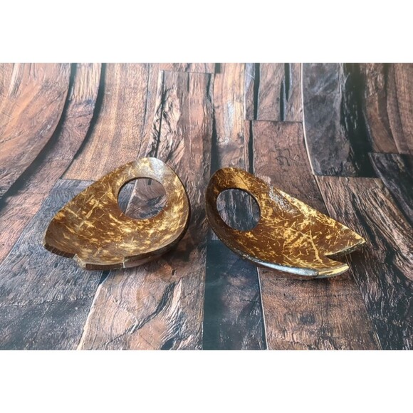 VTG Set of Wood Salad Tongs Mid Century Modern (2 pieces) Hawaiian Inspired - Picture 5 of 7